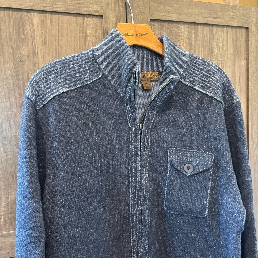 Blue Pronto Uomo XL Wool Zip Front Cardigan Sweater - Picture 4 of 11